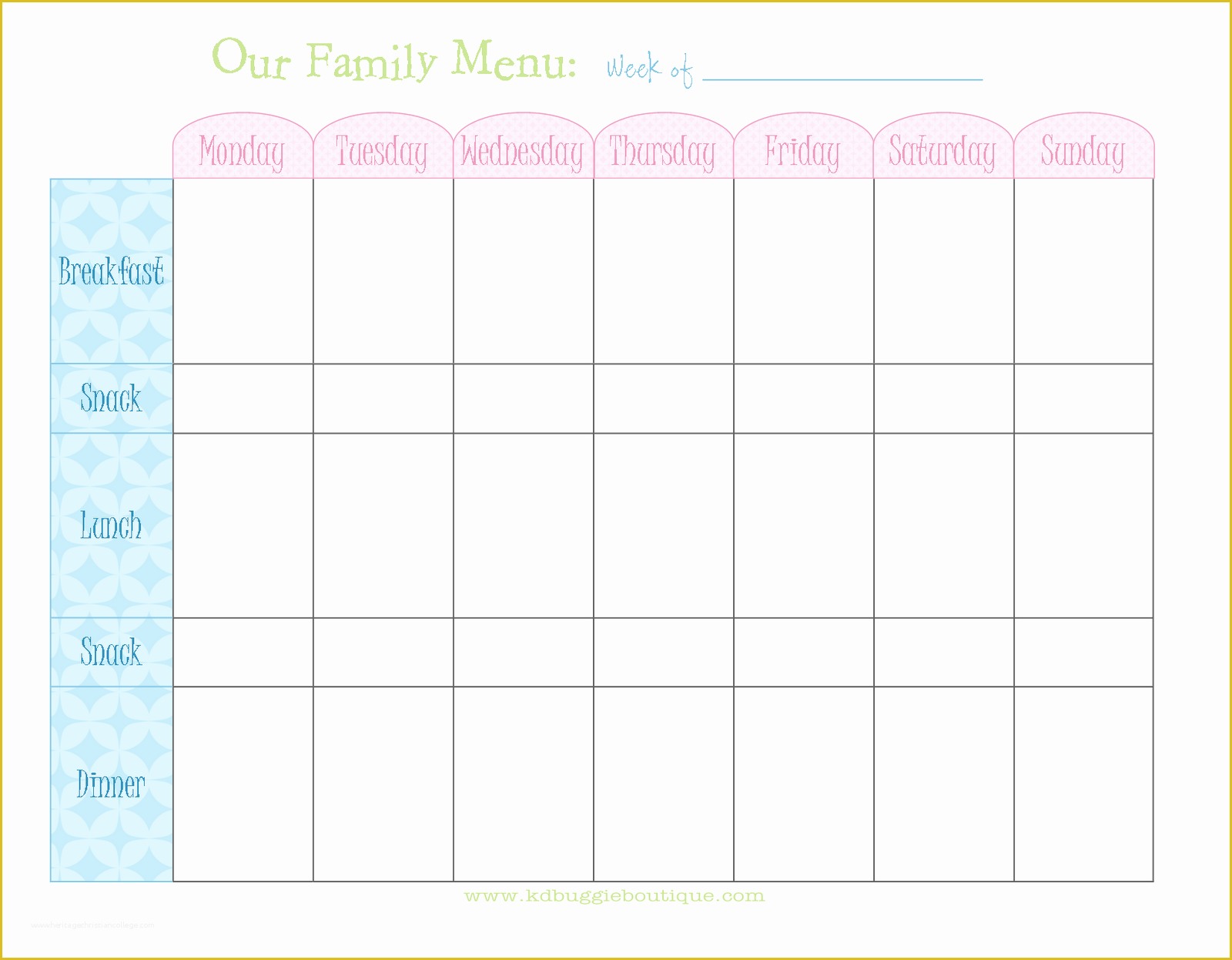 Free Weekly Meal Planner Template Of Freebie Weekly Menu Planner Download Naturally Creative