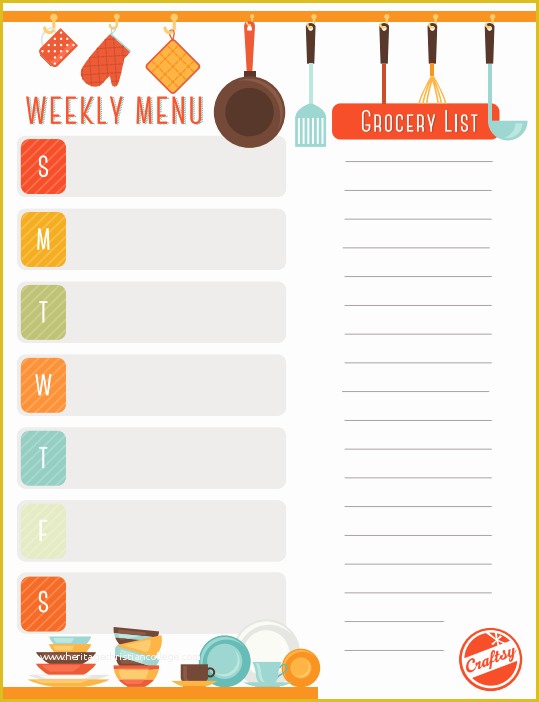Free Weekly Meal Planner Template Of Get A Free Printable Weekly Meal Planner On Craftsy