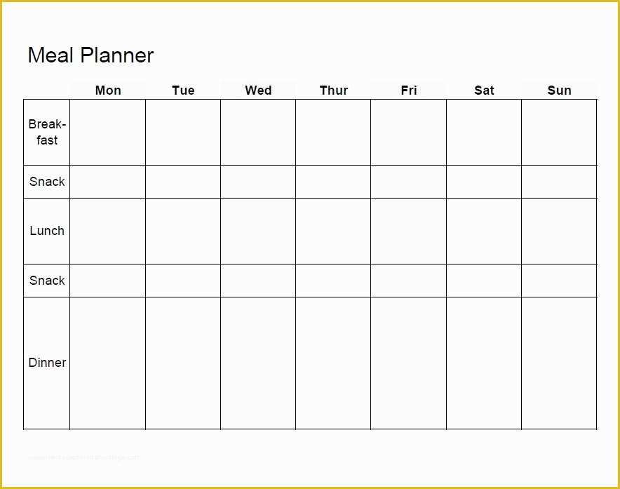 Free Weekly Meal Planner Template Of Meal Planning Template