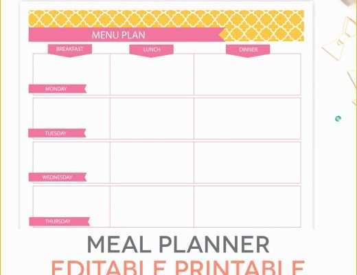 Free Weekly Meal Planner Template Of Menu Plan Weekly Meal Planning Template Printable Editable