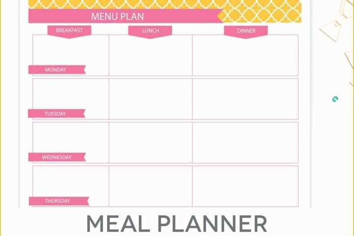 Free Weekly Meal Planner Template Of Menu Plan Weekly Meal Planning Template Printable Editable