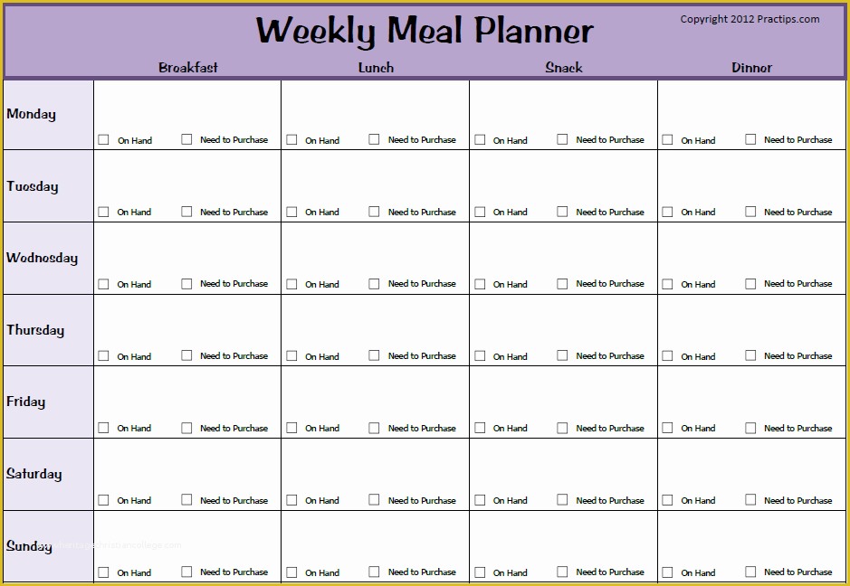 Free Weekly Meal Planner Template Of Weekly Meal Planner Template Beepmunk