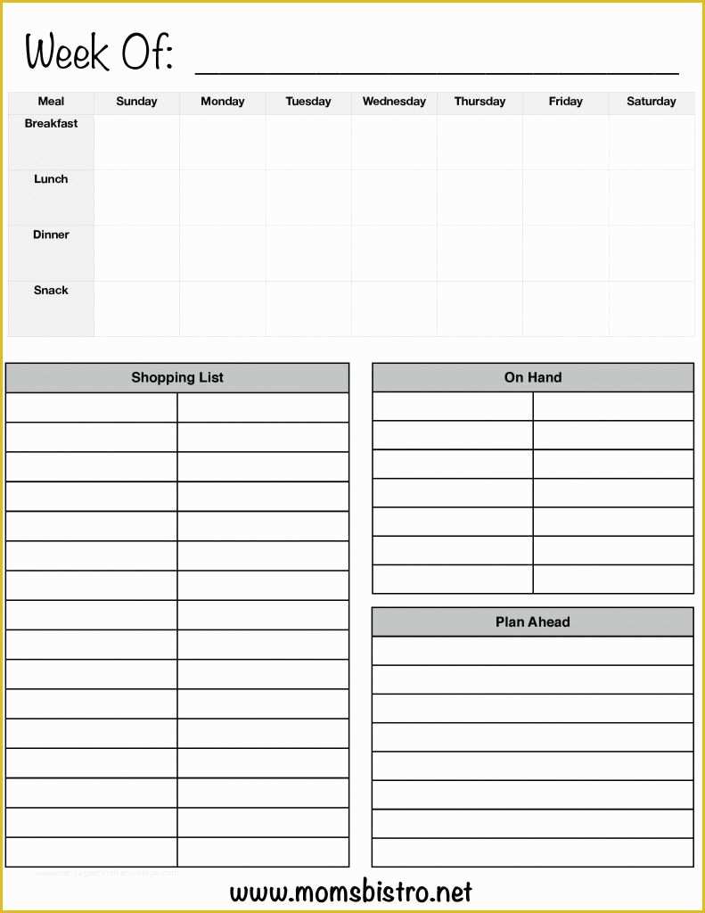 Free Weekly Meal Planner Template with Grocery List Of E Week Meal Planning Template with Grocery List Plan