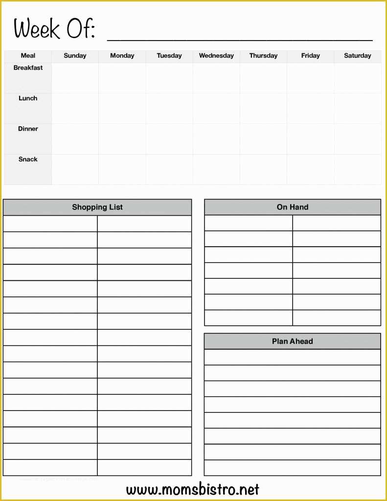 Free Weekly Meal Planner Template with Grocery List Of E Week Meal Planning Template with Grocery List Plan