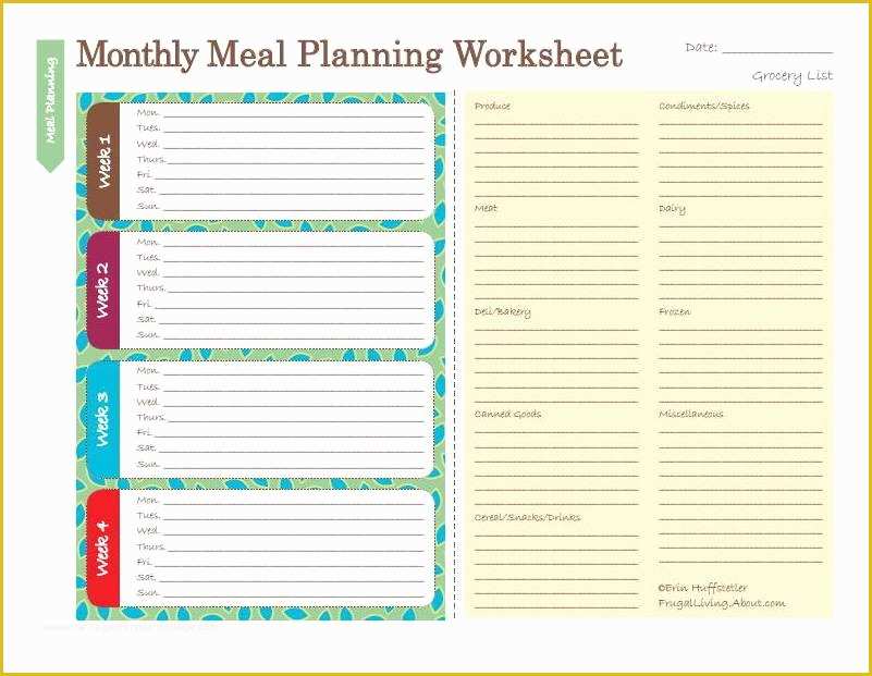 Free Weekly Meal Planner Template with Grocery List Of Fly Eat and Live Novembre 2012