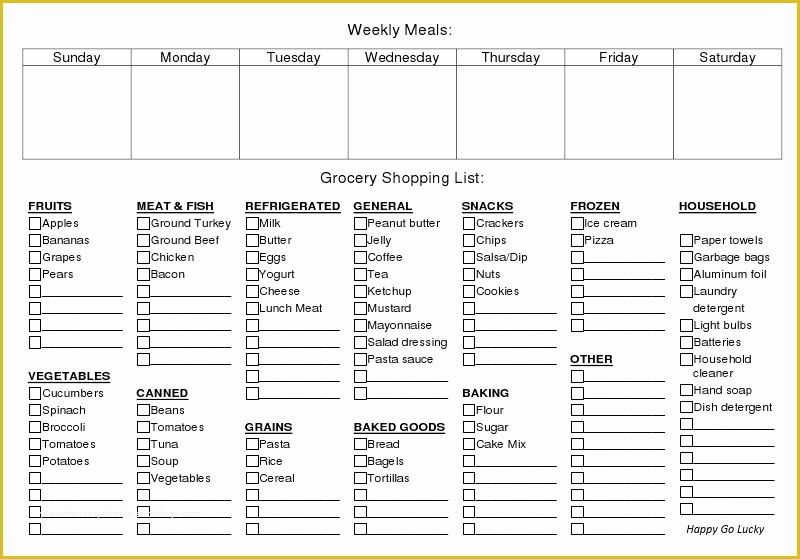 Free Weekly Meal Planner Template with Grocery List Of Meal Plan with Grocery List