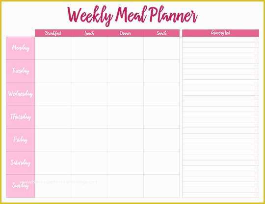 Free Weekly Meal Planner Template with Grocery List Of Printable Weekly Meal Planners Free