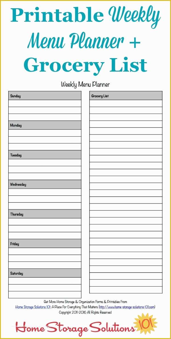 Free Weekly Meal Planner Template with Grocery List Of Printable Weekly Menu Planner Template Plus Grocery List