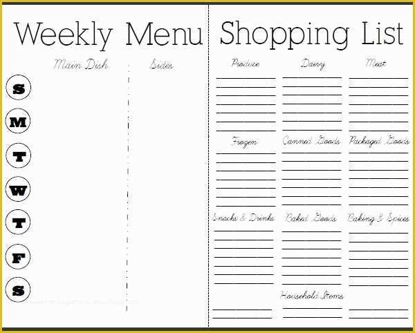 Free Weekly Meal Planner Template with Grocery List Of Weekly Dinner Menu Template with Grocery List