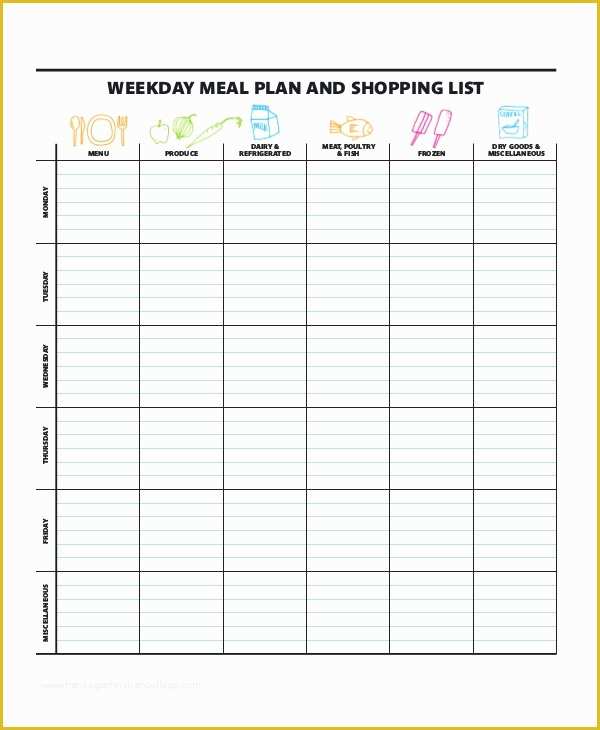 Free Weekly Meal Planner Template with Grocery List Of Weekly Meal Planner 10 Free Pdf Psd Documents Download
