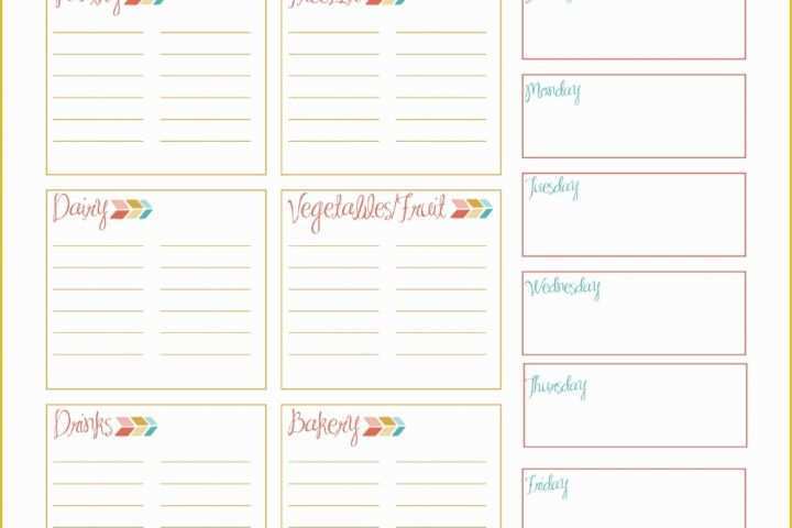 Free Weekly Meal Planner Template with Grocery List Of Weekly Meal Planner and Grocery Shopping List Simply