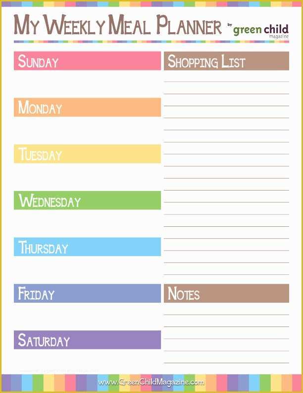 Free Weekly Meal Planner Template with Grocery List Of Weekly Meal Planner Free Printable