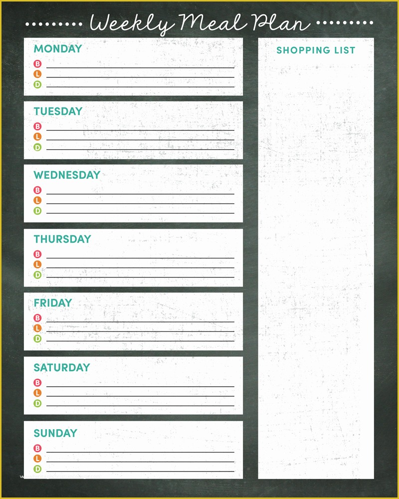 Free Weekly Meal Planner Template with Grocery List Of Weekly Meal Planner Printable