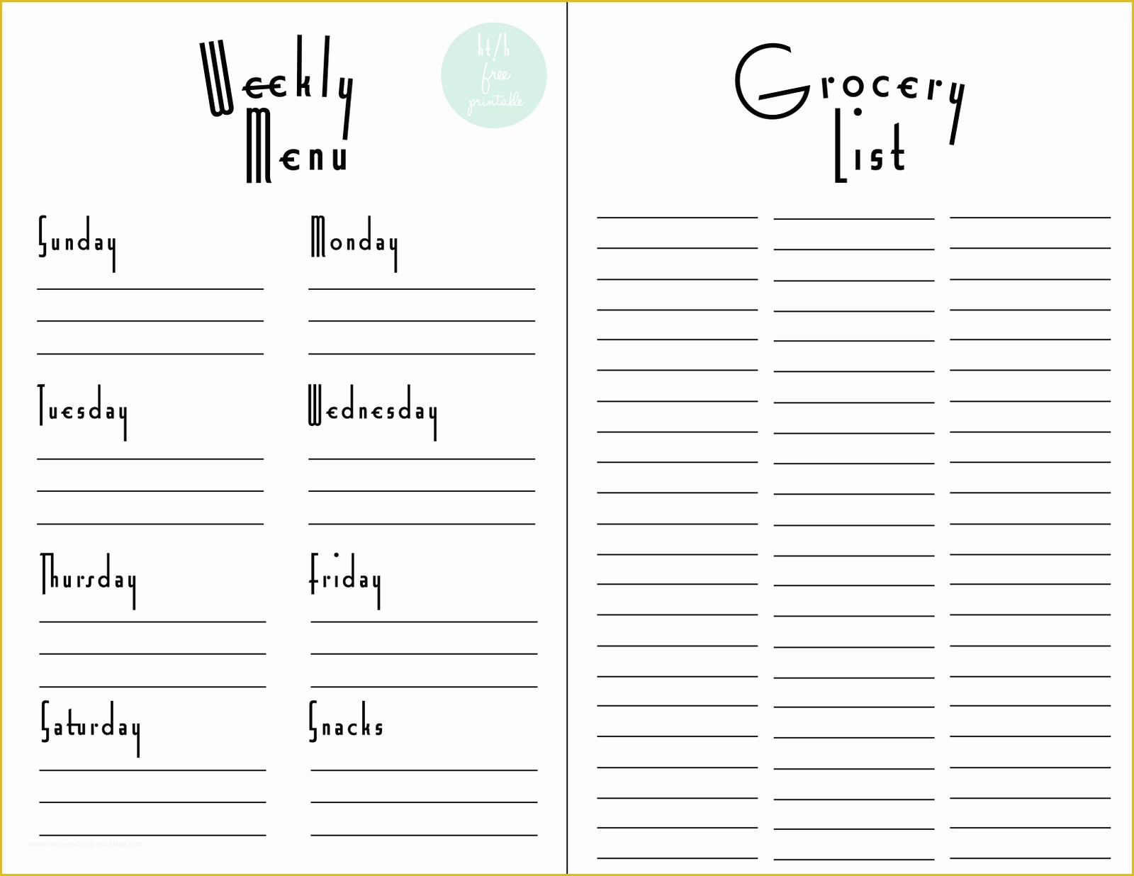 Free Weekly Meal Planner Template with Grocery List Of Weekly Menu Planner & Grocery List Free Printable