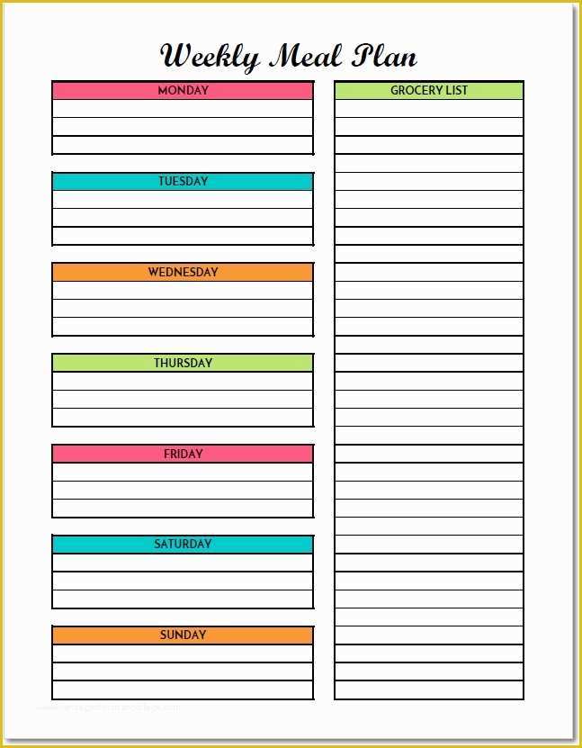 Free Weekly Meal Planner Template with Grocery List Of Weekly Menu Planner Simply Unscripted