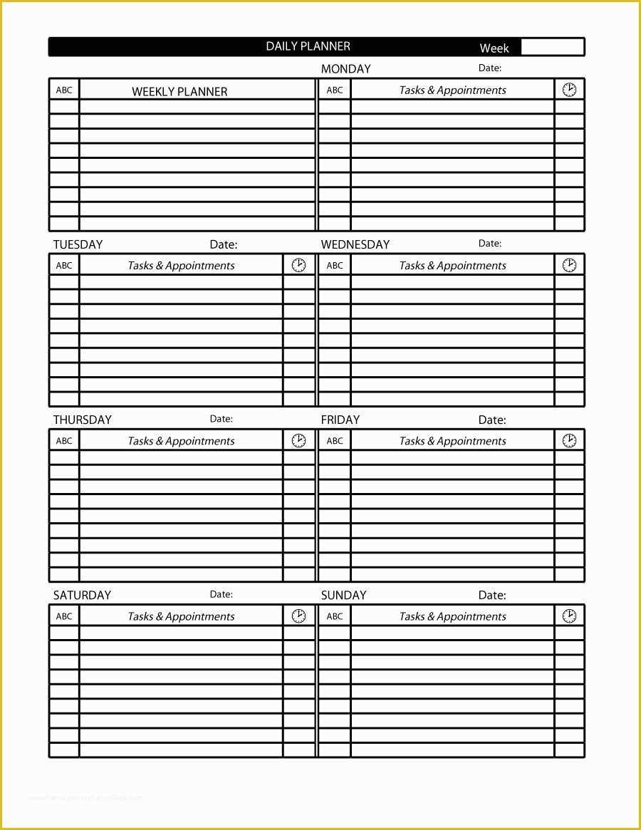 Free Weekly Planner Template Of 40 Printable Daily Planner Templates Free Template Lab