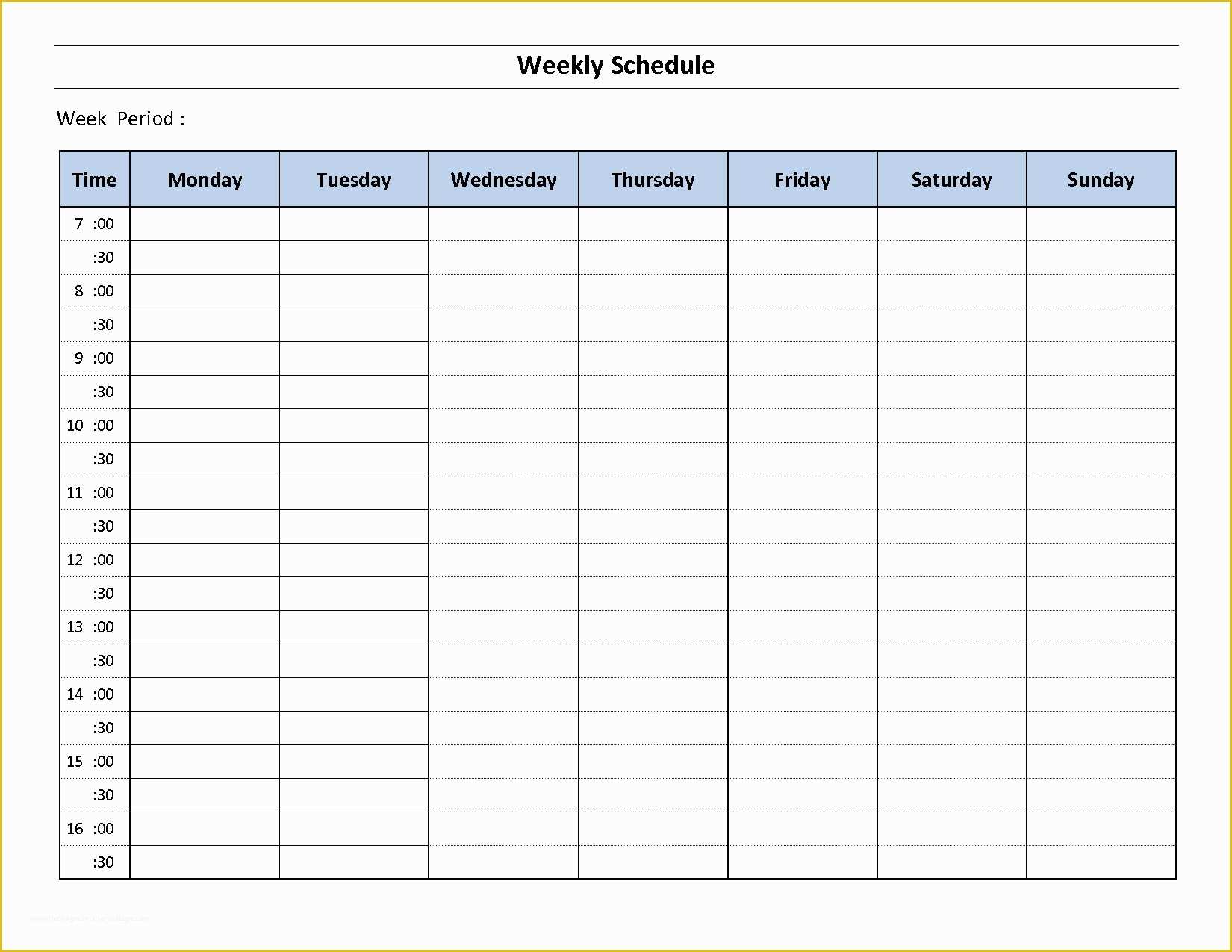 Free Weekly Planner Template Of 7 Day Weekly Planner Template Printable