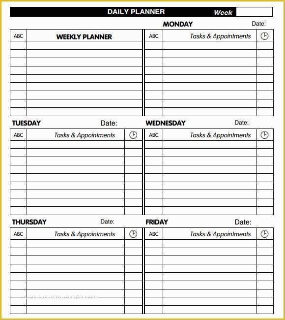 Free Weekly Planner Template Word Of Daily Planner Template 10 Free Samples Examples format
