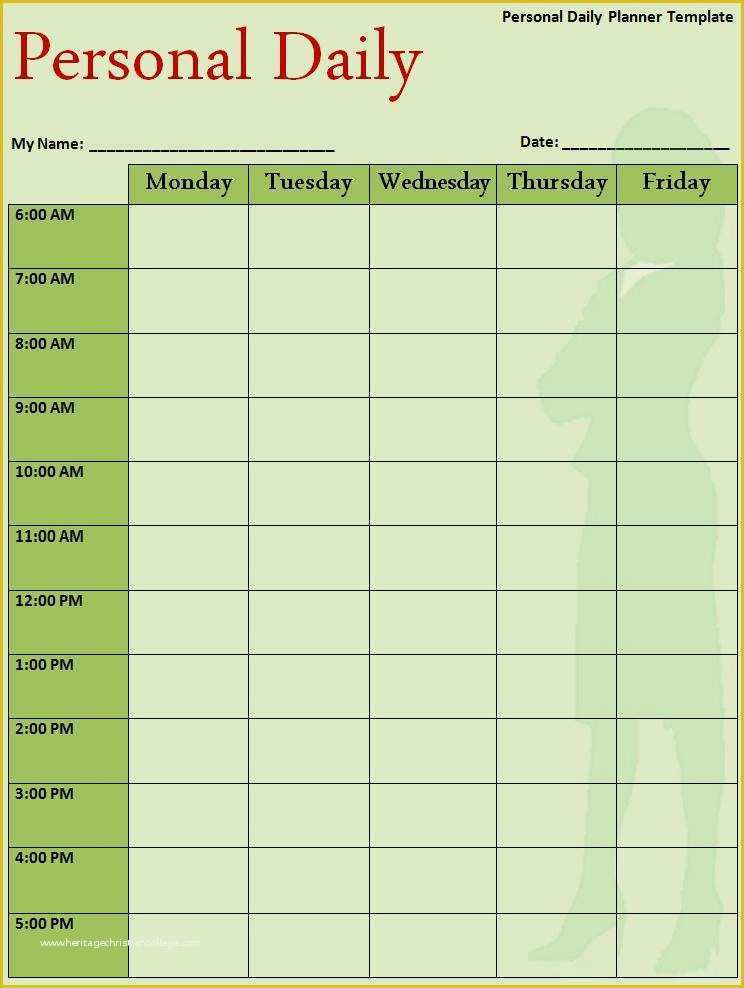 Free Weekly Planner Template Word Of Daily Planner Template