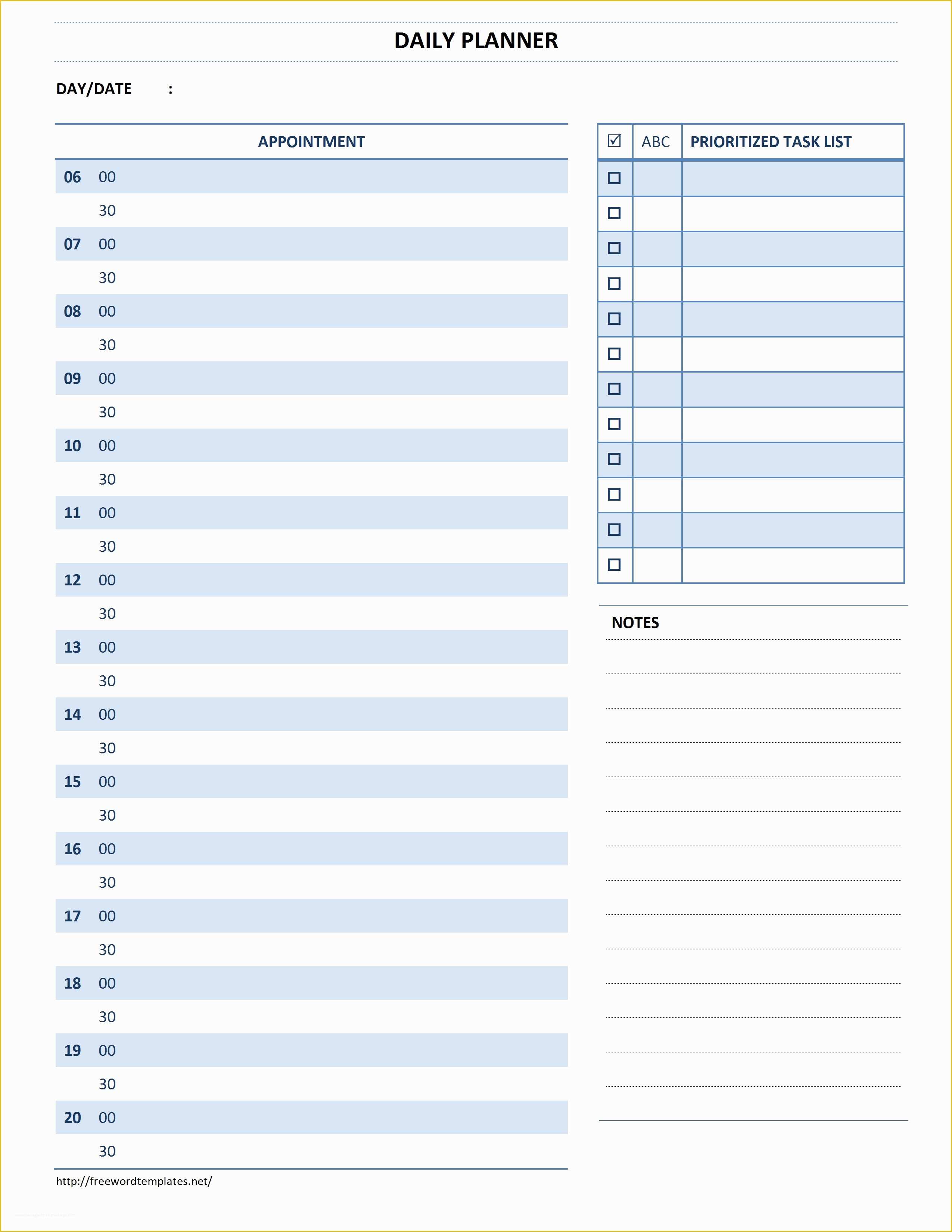 Free Weekly Planner Template Word Of Daily Planner Template