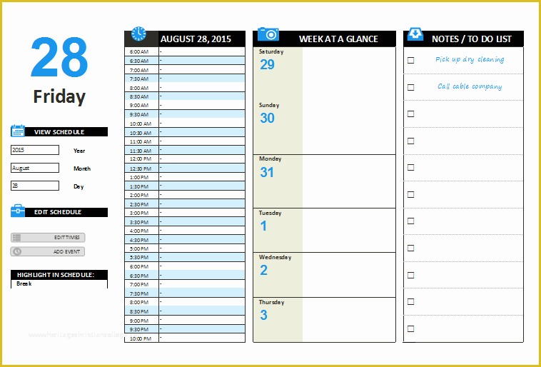 Free Weekly Planner Template Word Of Daily Planner Template Word