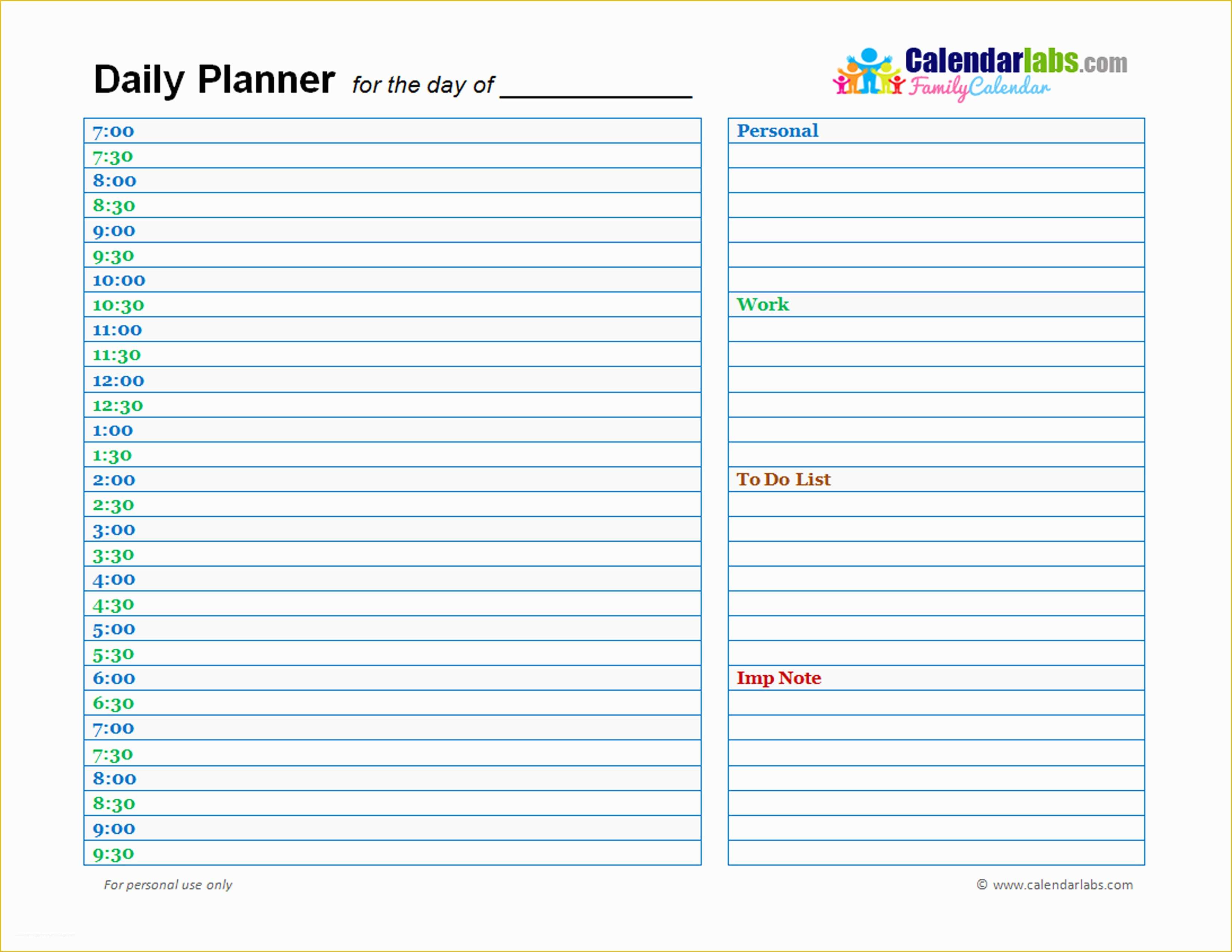 Free Weekly Planner Template Word Of Day Planner Template