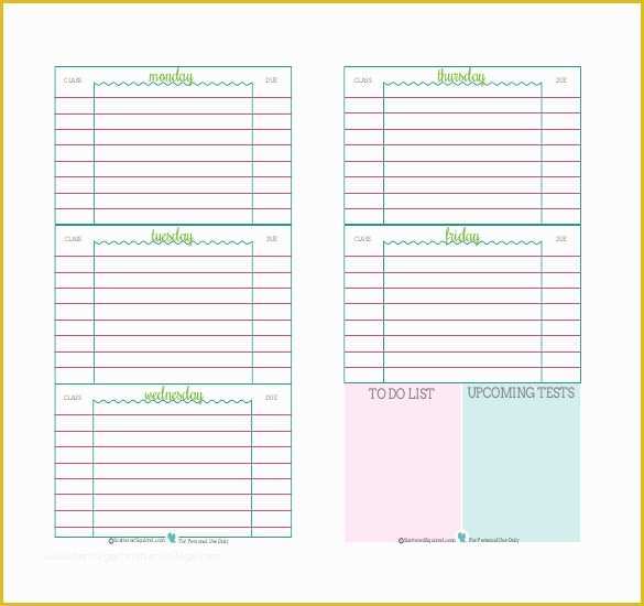 Free Weekly Planner Template Word Of Free High School Student Planner Template Homework