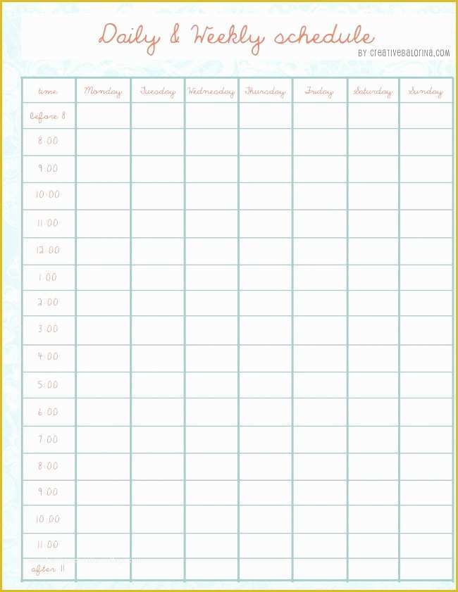 Free Weekly Schedule Template Of Daily Weekly Schedule Template Printables