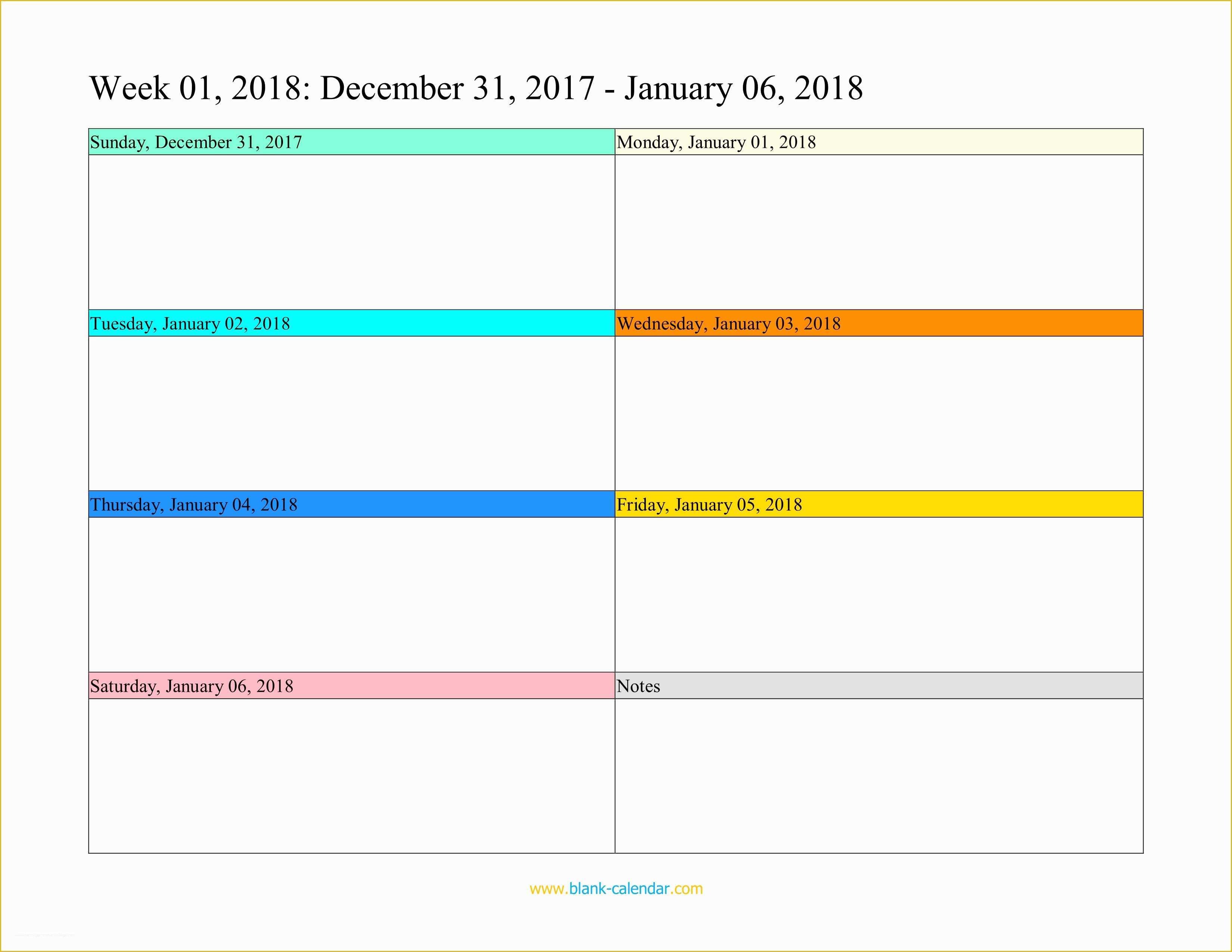 Free Weekly Schedule Template Of Weekly Calendar 2018 Word Excel Pdf