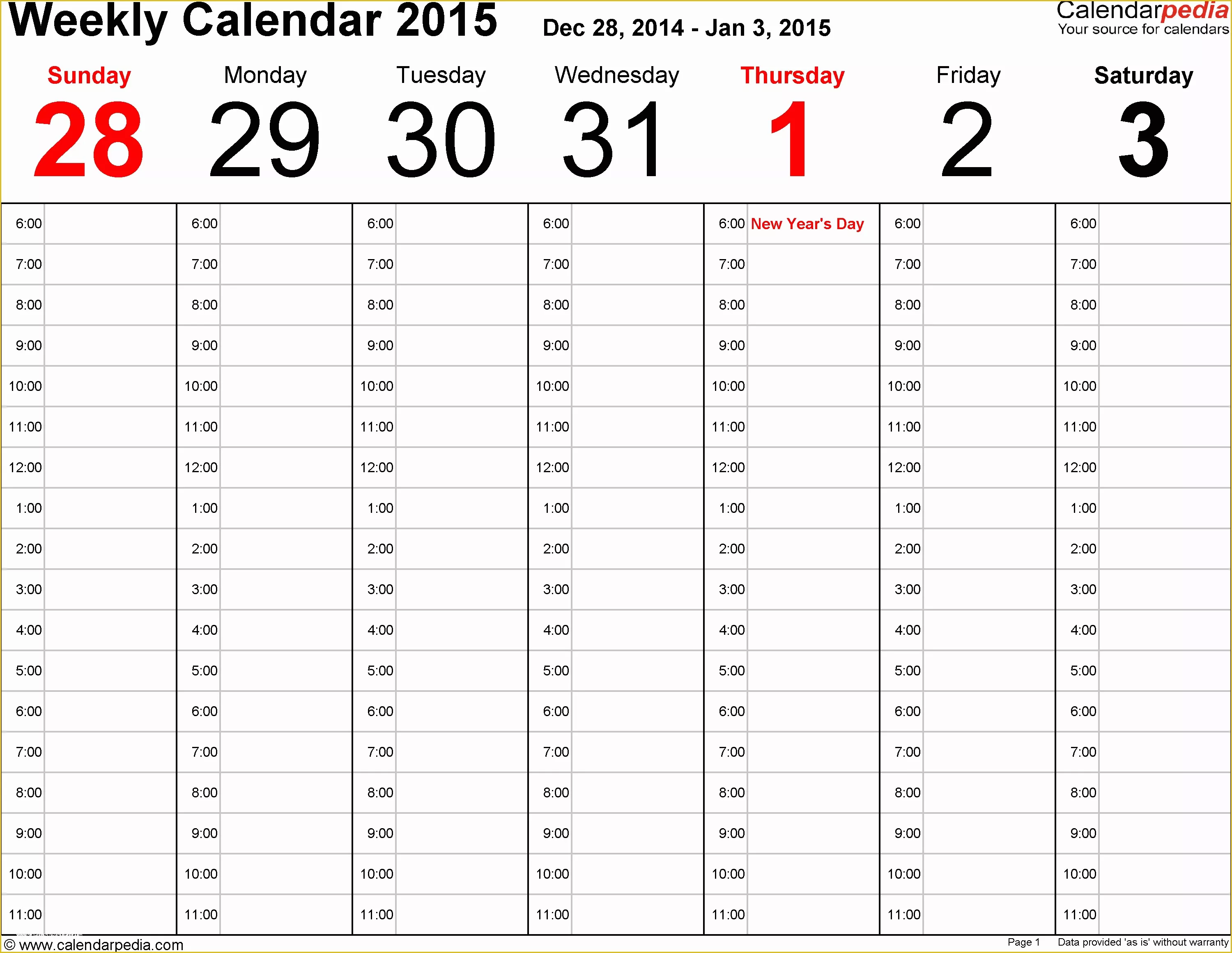 Free Weekly Schedule Template Of Weekly Calendar Excel