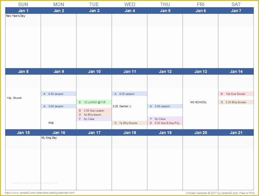 Free Weekly Schedule Template Of Weekly Calendar Template for Excel