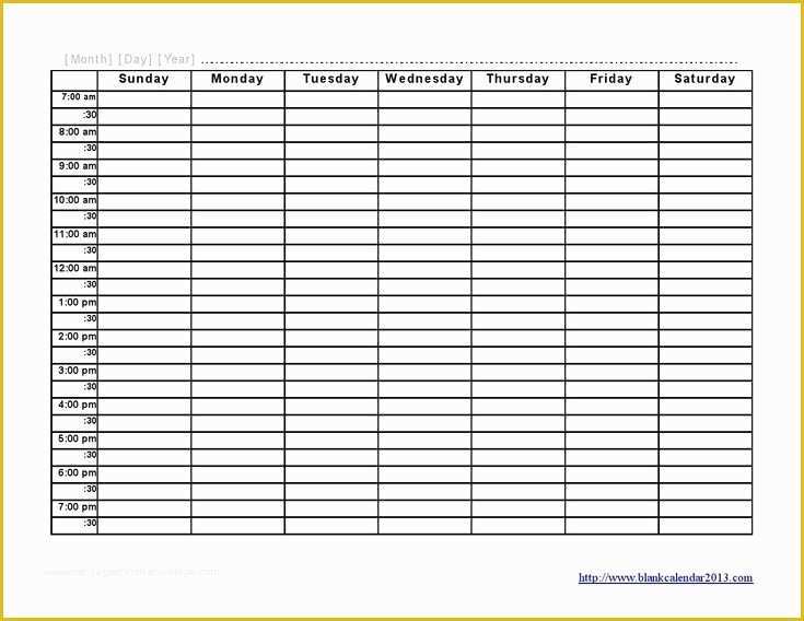 Free Weekly Schedule Template Of Weekly Template 7am 7pm Cleaning Tips