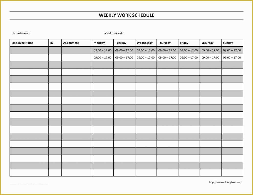 Free Weekly Schedule Template Of Weekly Work Schedule Template