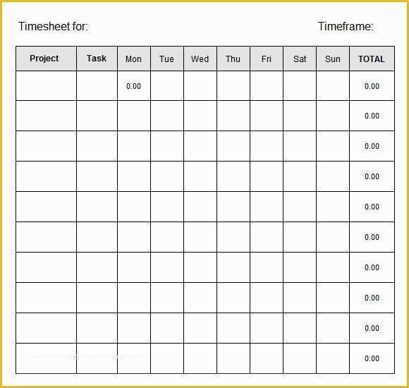 Free Weekly Timesheet Template Of 10 Weekly Timesheet Templates