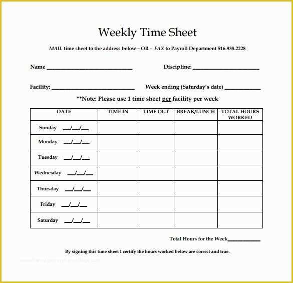 Free Weekly Timesheet Template Of 15 Sample Weekly Timesheet Templates for Free Download
