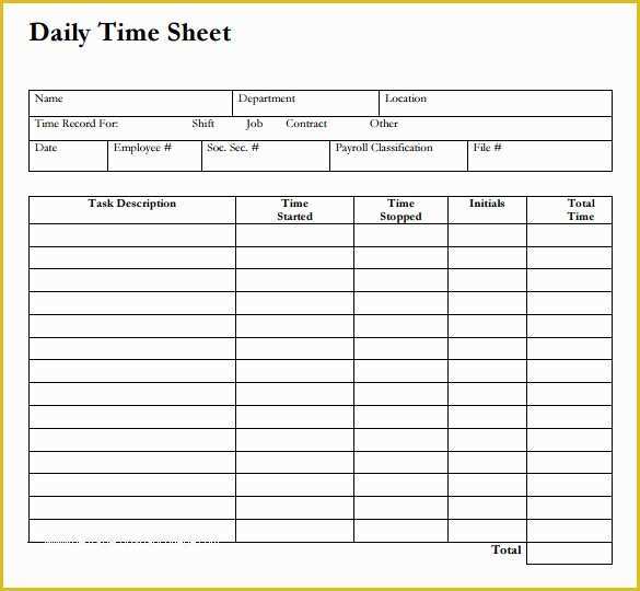 Free Weekly Timesheet Template Of Daily Time Sheet Printable Printable 360 Degree