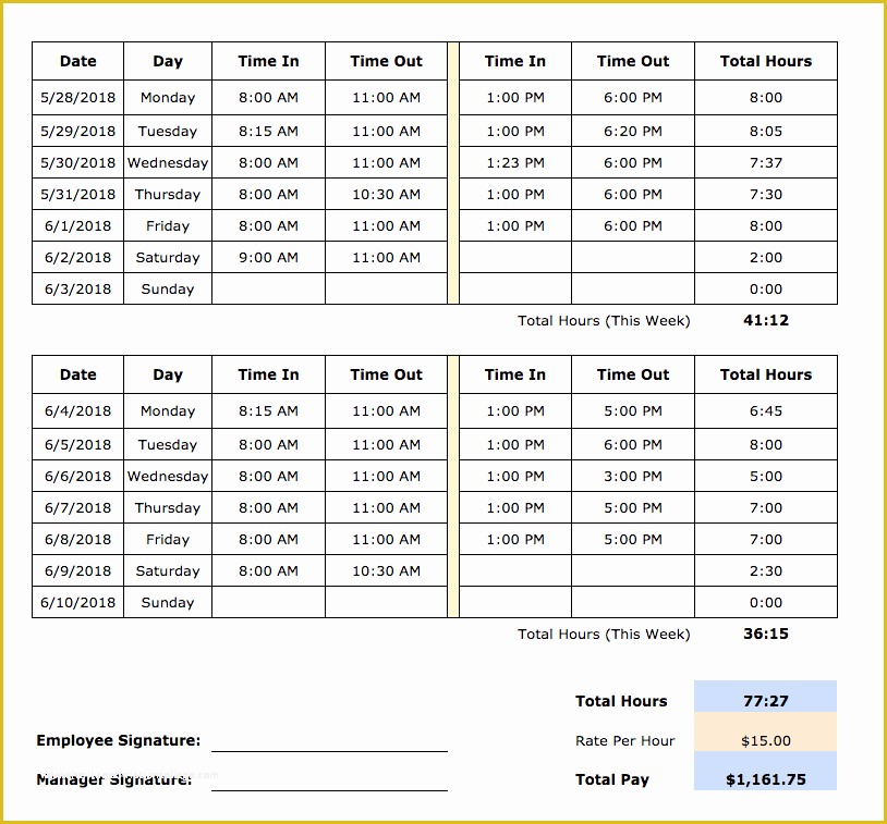 Free Weekly Timesheet Template Of Free Timesheet Templates In Excel Pdf Word formats