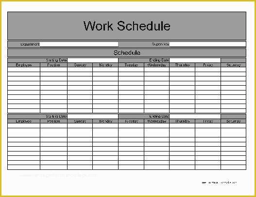 Free Weekly Work Schedule Template Of Bi Weekly Employee Schedule Template Free Templates