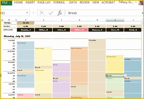 Free Weekly Work Schedule Template Of Employee Schedule &amp; Hourly Increment Template for Excel
