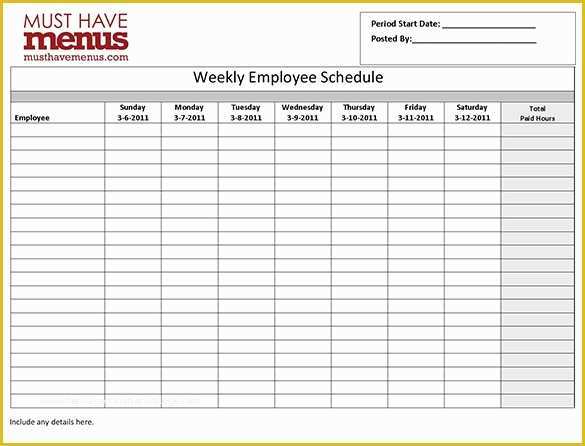 Free Weekly Work Schedule Template Of Employee Work Schedule Template 16 Free Word Excel