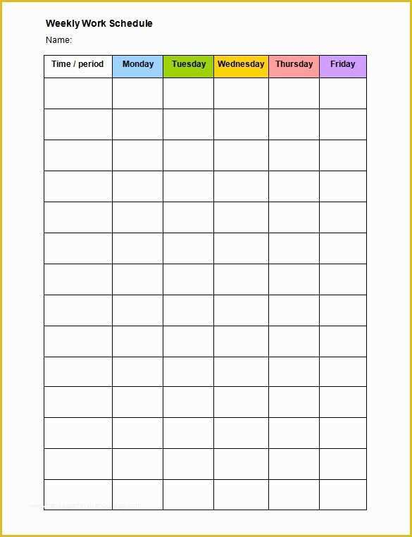 Free Weekly Work Schedule Template Of Free Work Schedule Templates Weekly Monthly Daily