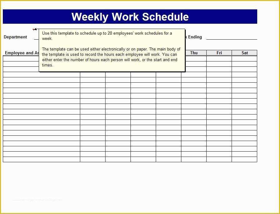 Free Weekly Work Schedule Template Of Weekly Work Schedule Template