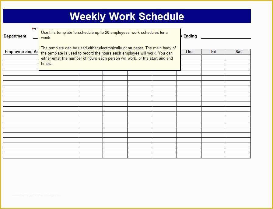 Free Weekly Work Schedule Template Of Free Printable Weekly Work ...