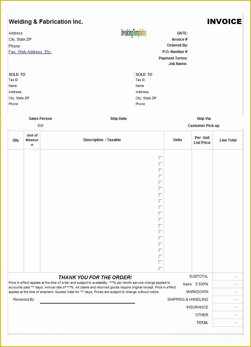Free Welding Website Template Of New Zealand Tax Invoice Template