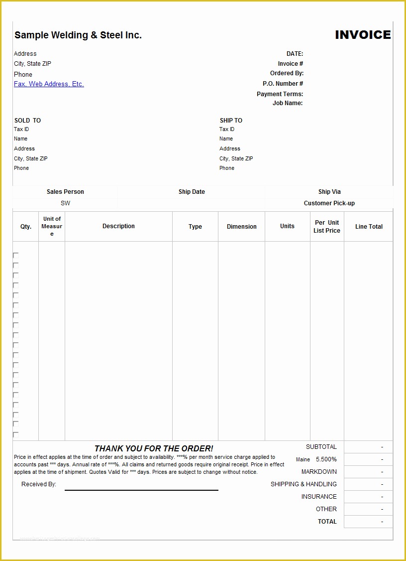 Free Welding Website Template Of Welding Invoice Template