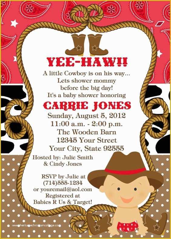 Free Western Baby Shower Invitation Templates Of Baby Cowboy Baby Shower Invitation You Print 2 Designs