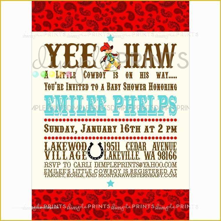 Free Western Baby Shower Invitation Templates Of Cowboy Baby Shower Invitations Template