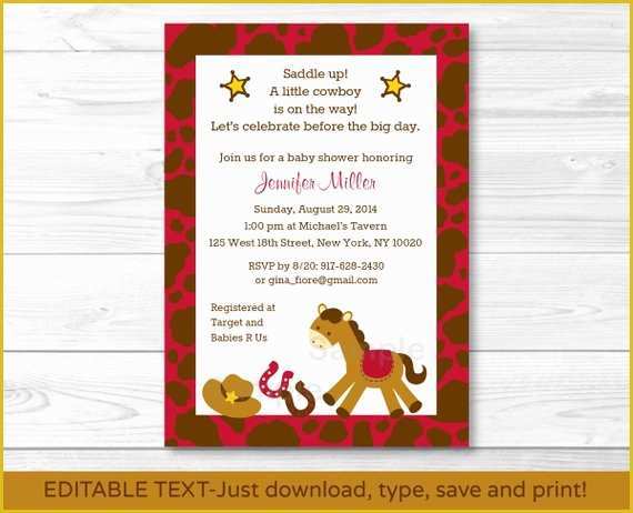 Free Western Baby Shower Invitation Templates Of Cowboy Saddle Up Printable Baby Shower Invitation