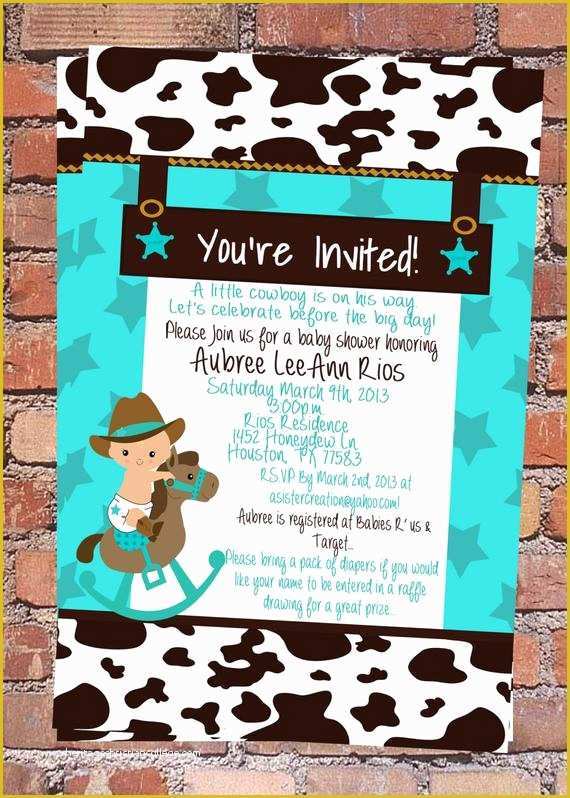 Free Western Baby Shower Invitation Templates Of Items Similar to Little Cowboy Baby Shower Invitation