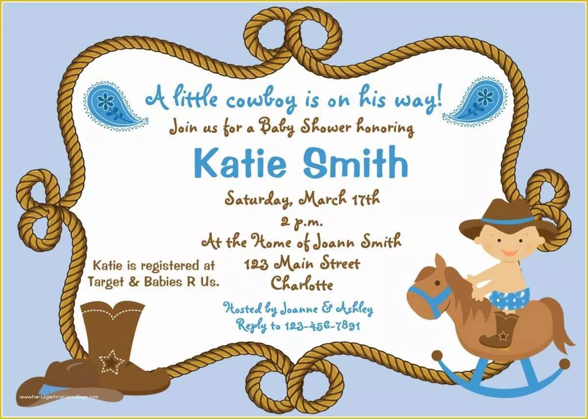 Free Western Baby Shower Invitation Templates Of Luxury Baby Boy Shower Invitations Cowboy